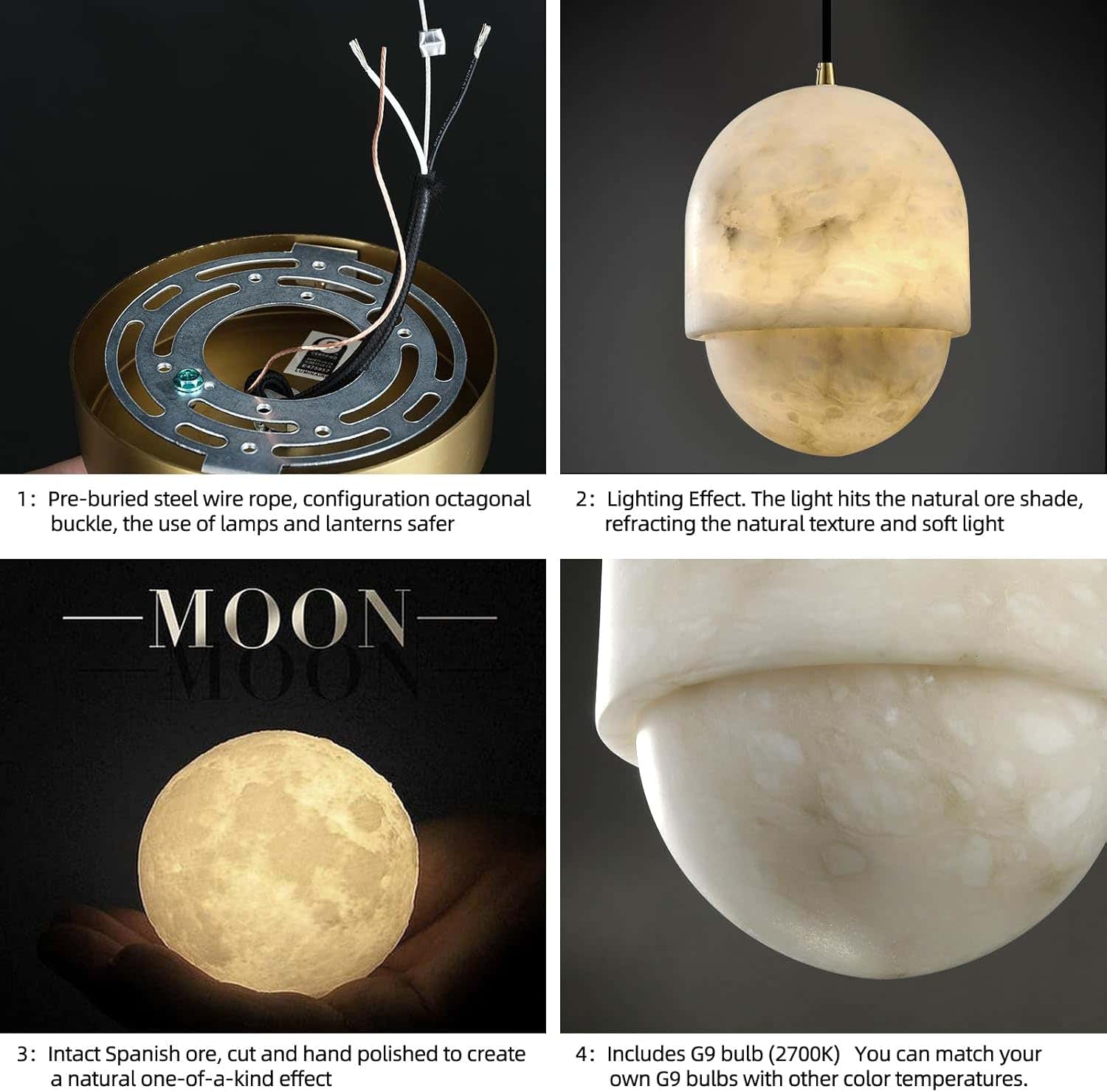 Alabaster Pendant Lights Kitchen Island - Fast Delivery-1-Luxehomezone