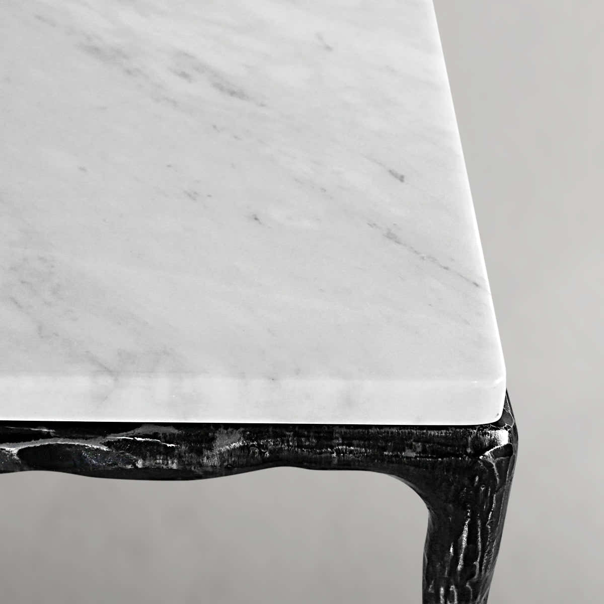 Hand-Forged Metal Rectangle Marble Console Table 60" 72"