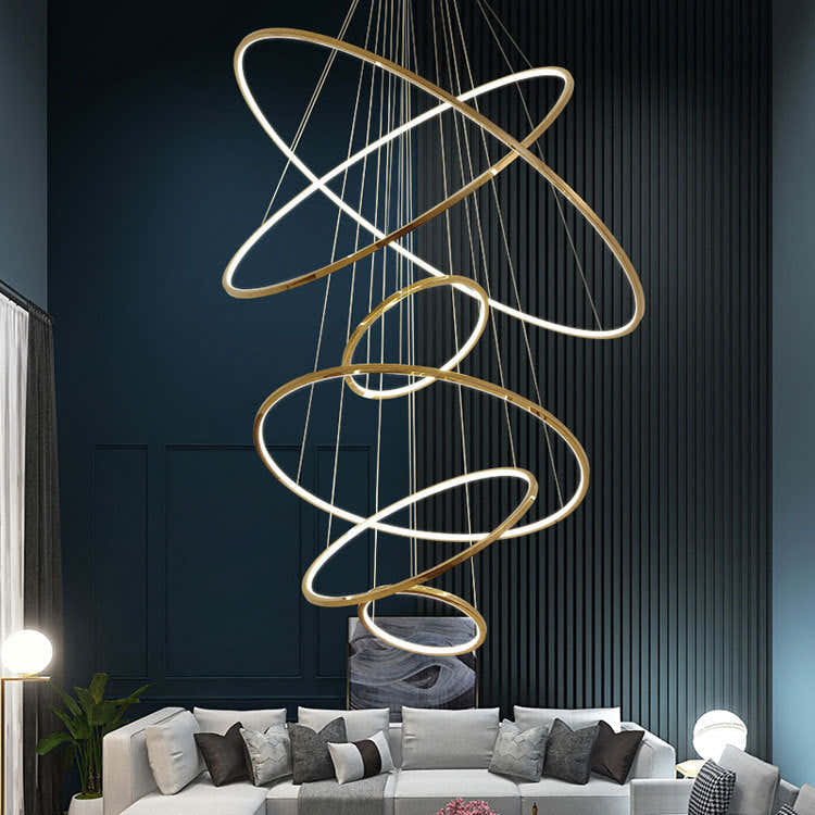 Modern Gold Multi Rings Chandelier