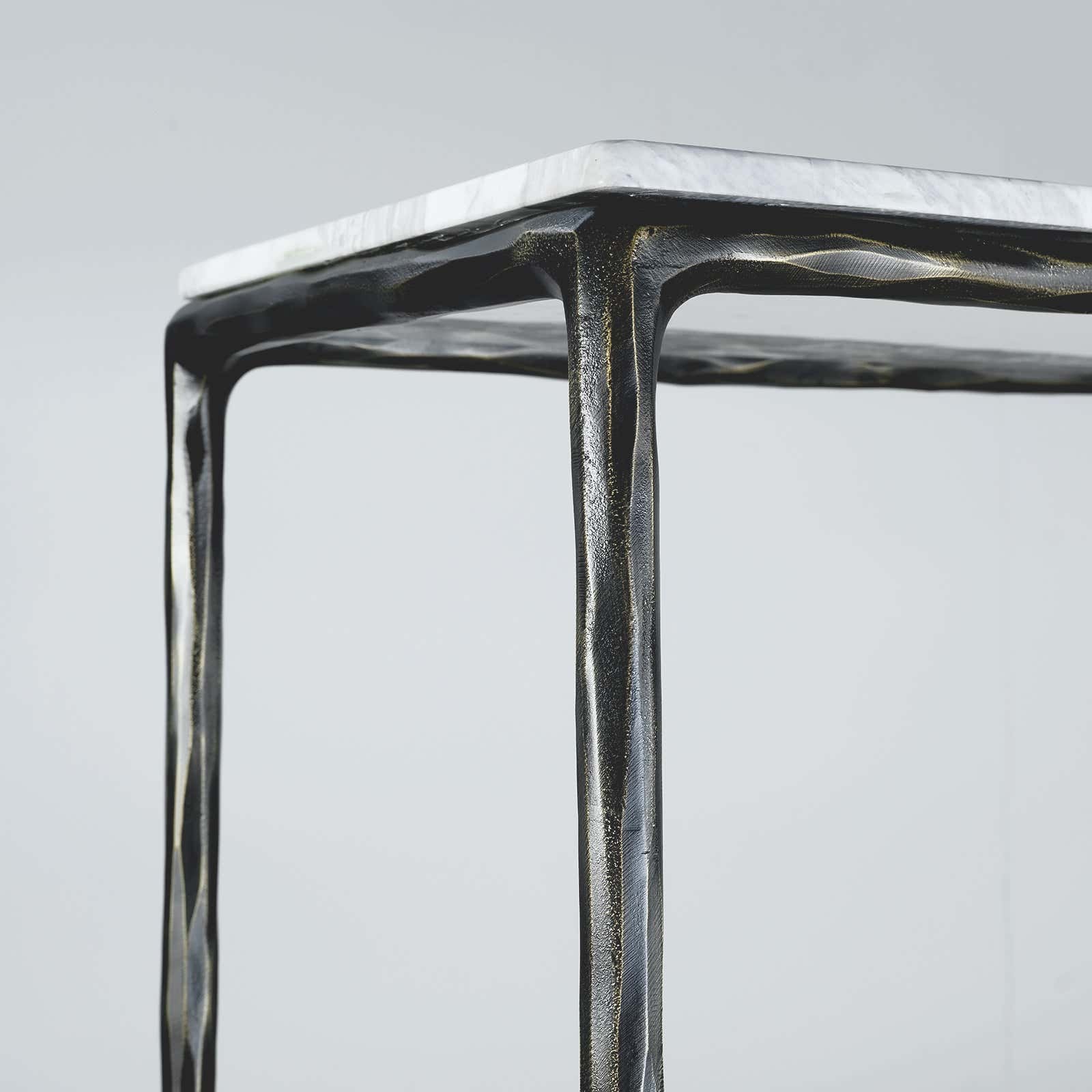 Hand-Forged Metal Rectangle Marble Console Table 60" 72"