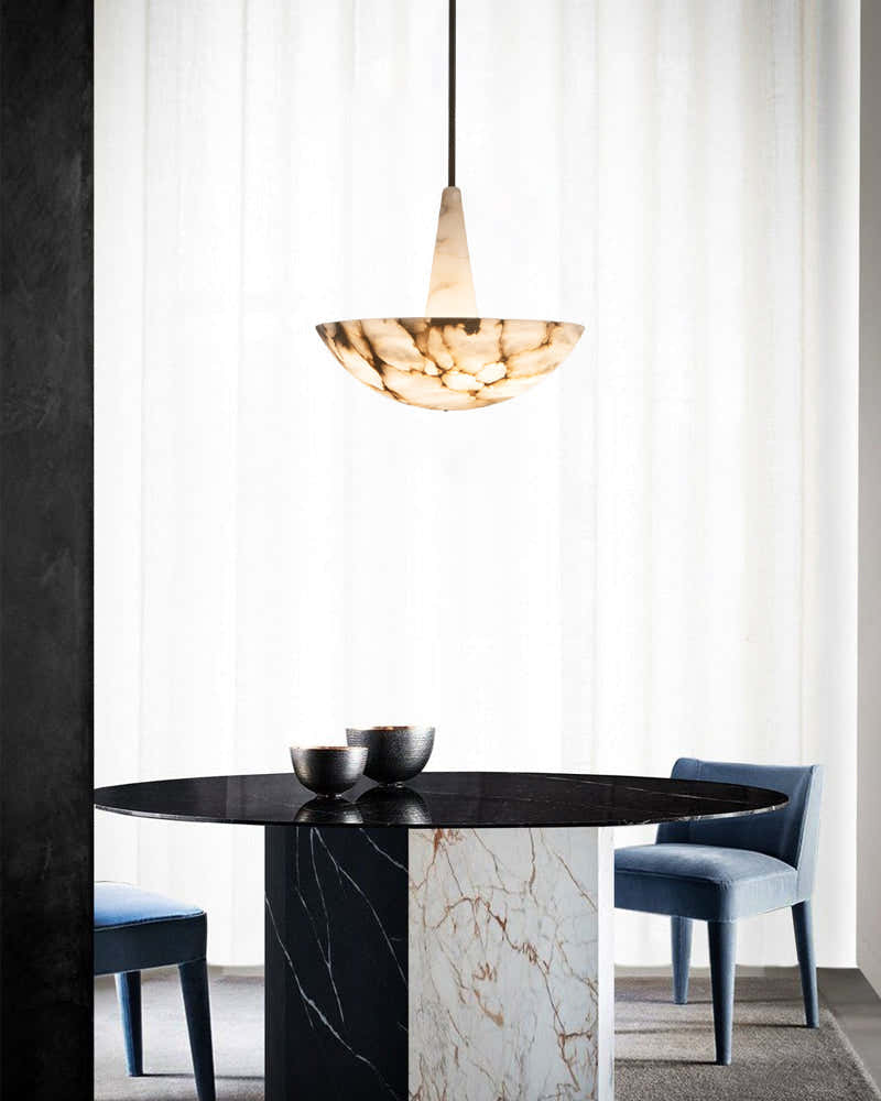 Domus Alabaster Round Bowl Ceiling Pendant Light 20in 28in