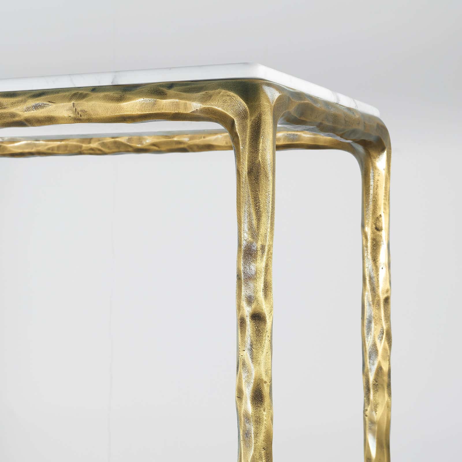 Hand-Forged Metal Rectangle Marble Console Table 60" 72"