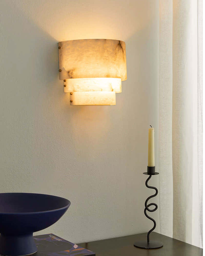 3 Tier White Round Alabaster Chain Pendant Light Fitting in Brass 10in