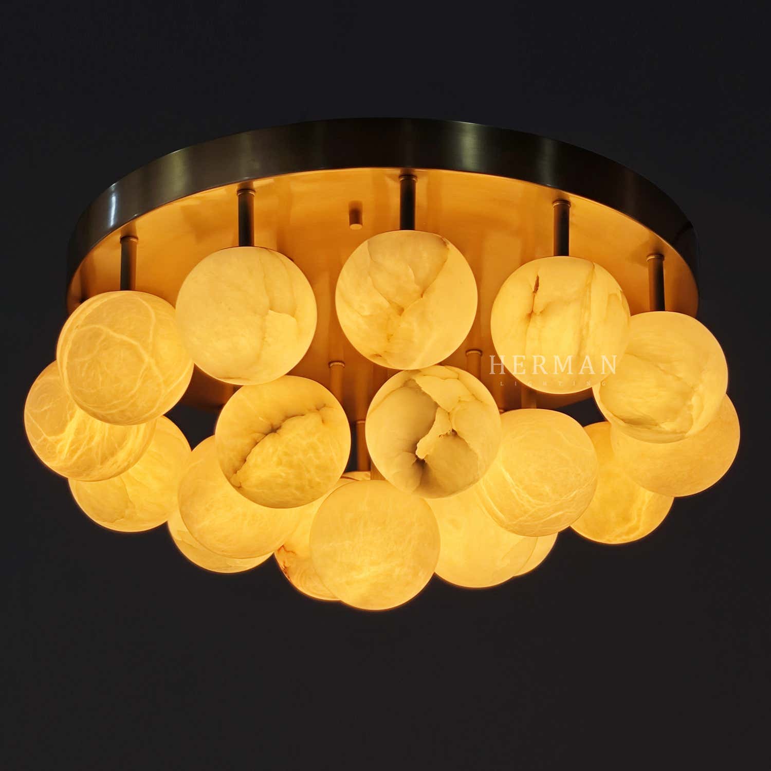 Alabaster Semi Flush Mount with Etched Opal Marble Shades