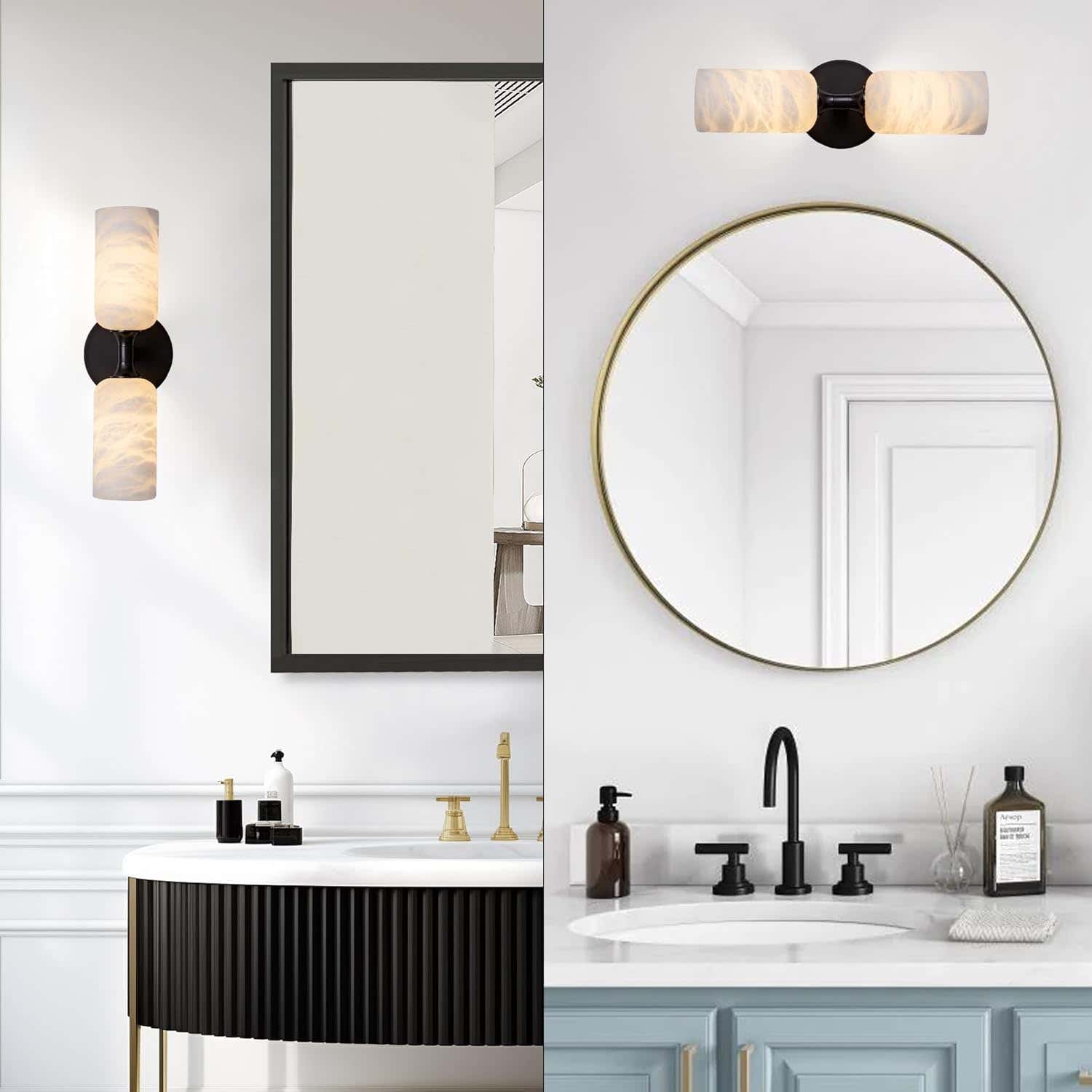 Monty Alabaster Linear Wall Sconce-Black