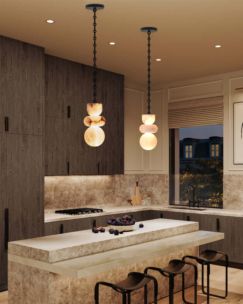 7 lights 6" Wide Multi Light LED Pendant Light Fixtures white alabaster indoor lighting