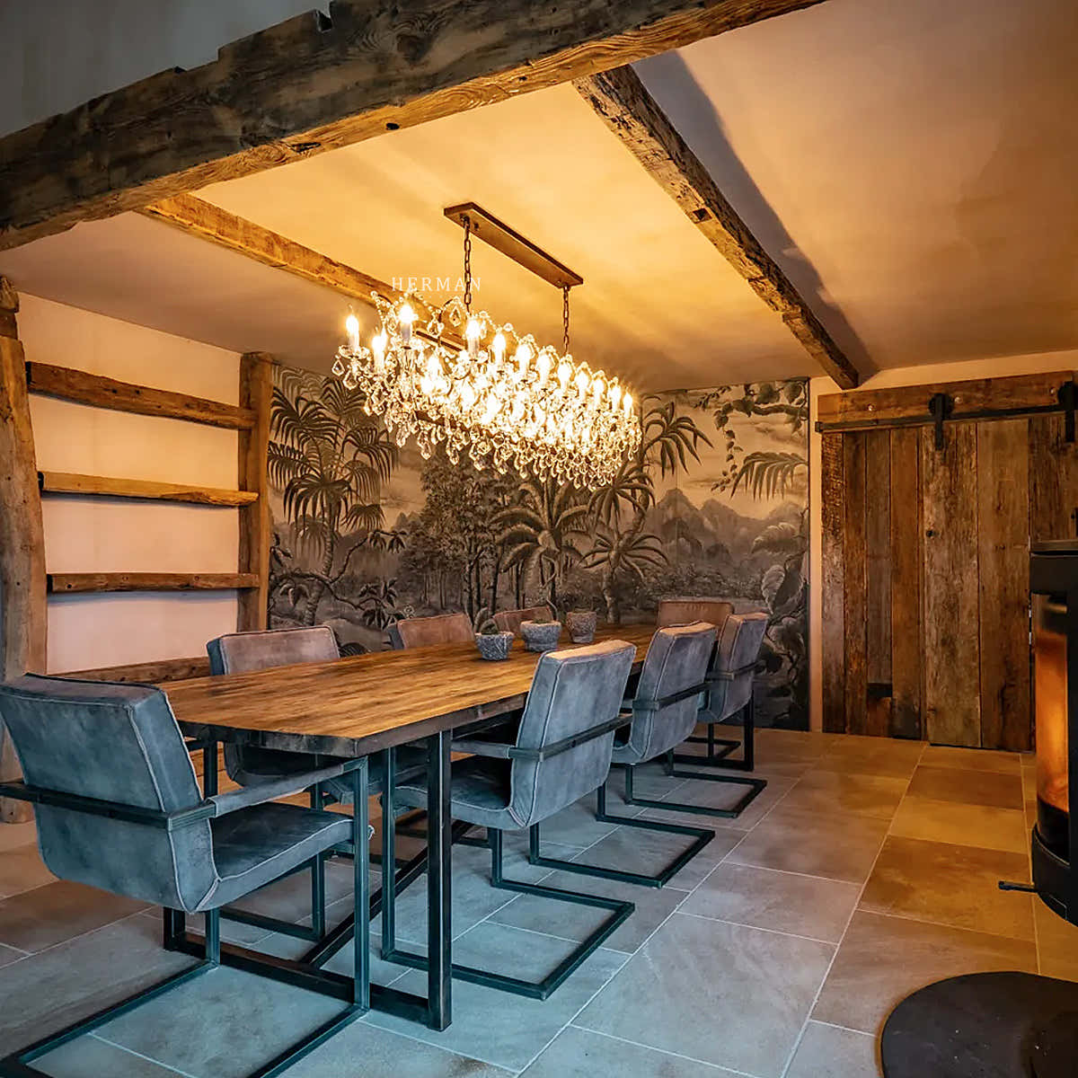 Rocaille Iron & Crystal Chandelier