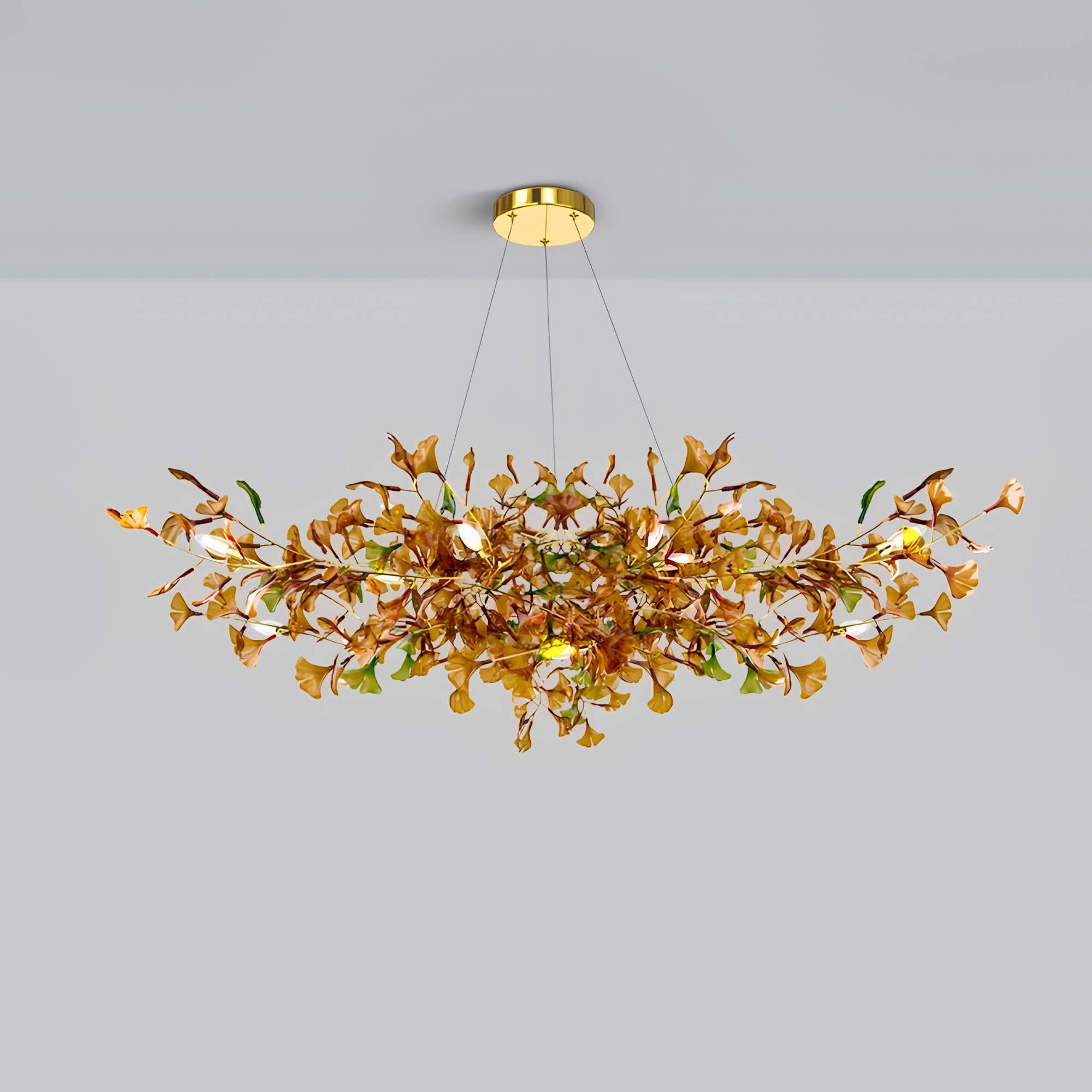 Green/Brown Ginkgo Chandelier Style B