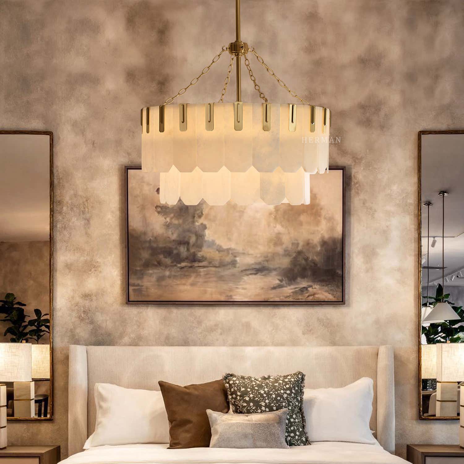 Nadia Alabaster Chandelier 30" 41"