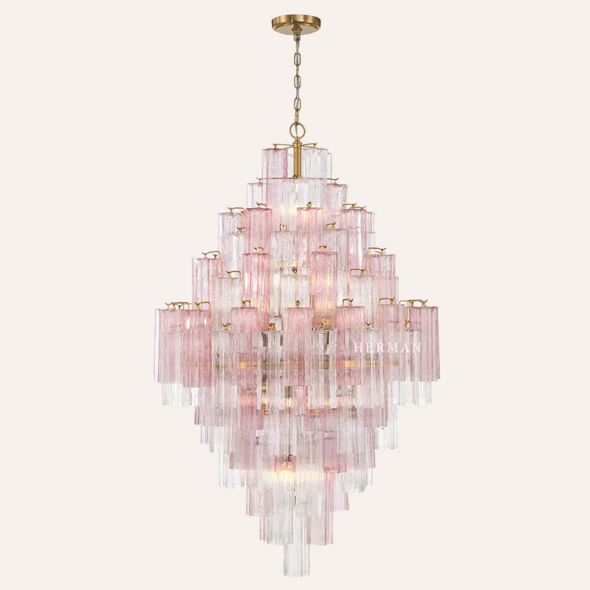 Addis Murano Glass Diamond Chandelier 50"H
