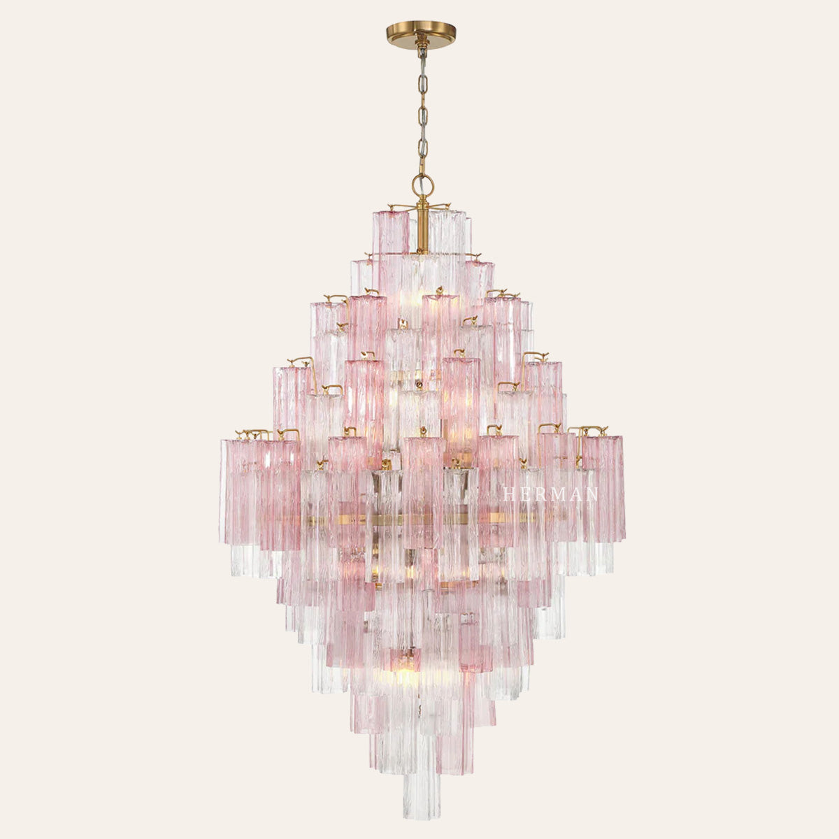Addis Murano Glass Diamond Chandelier 49"H