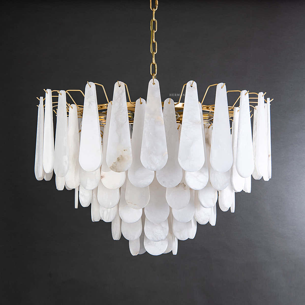 Alabaster Feathery Chandelier 21.7"D 31.5"D