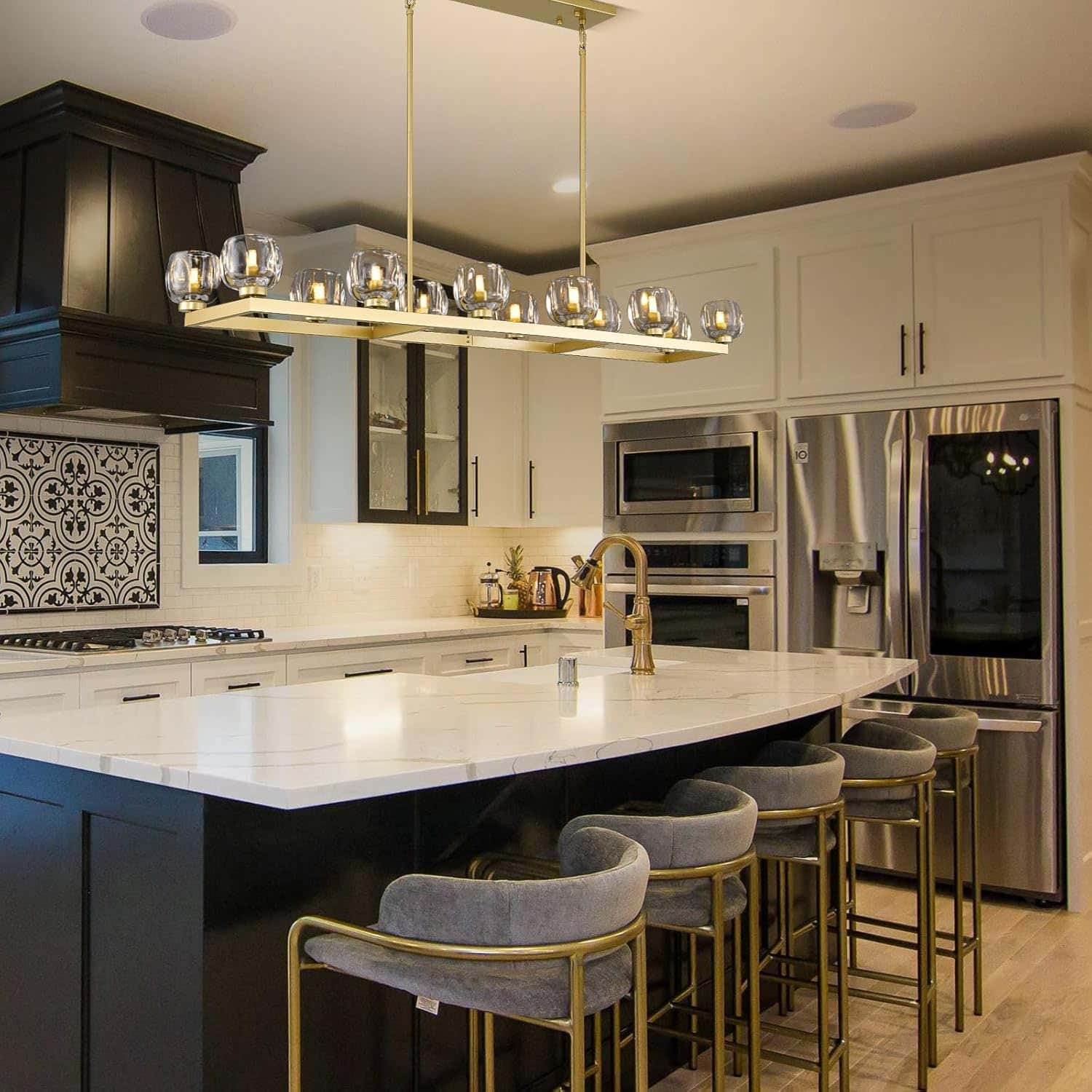 Modern Crystal Rectangle Wagon Wheel Chandeliers