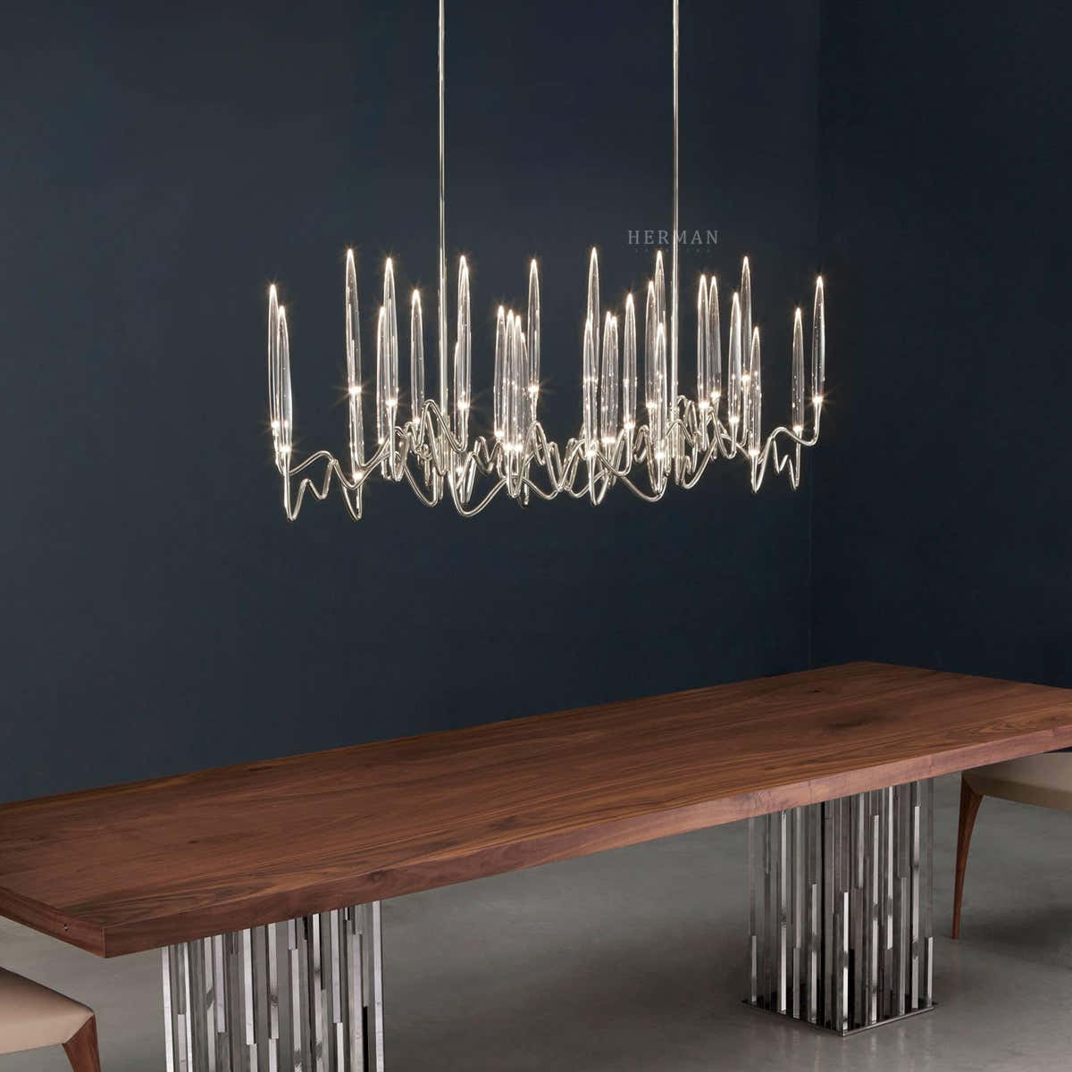 Pezzo Crystal Long Chandelier L78'' 59''  40''