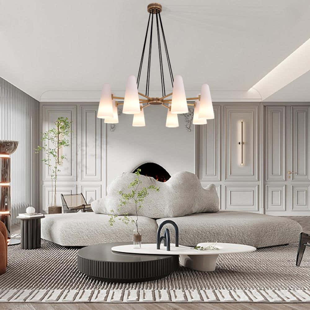 Sulis White Ceramics Round Chandelier 36", 8-lights
