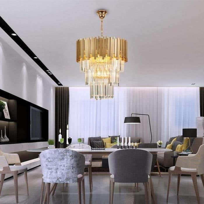 Enoch Three Tier Gold Plated Crystal Chandelier
