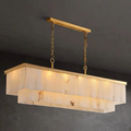 Alabaster Brass Rectangular Chandelier