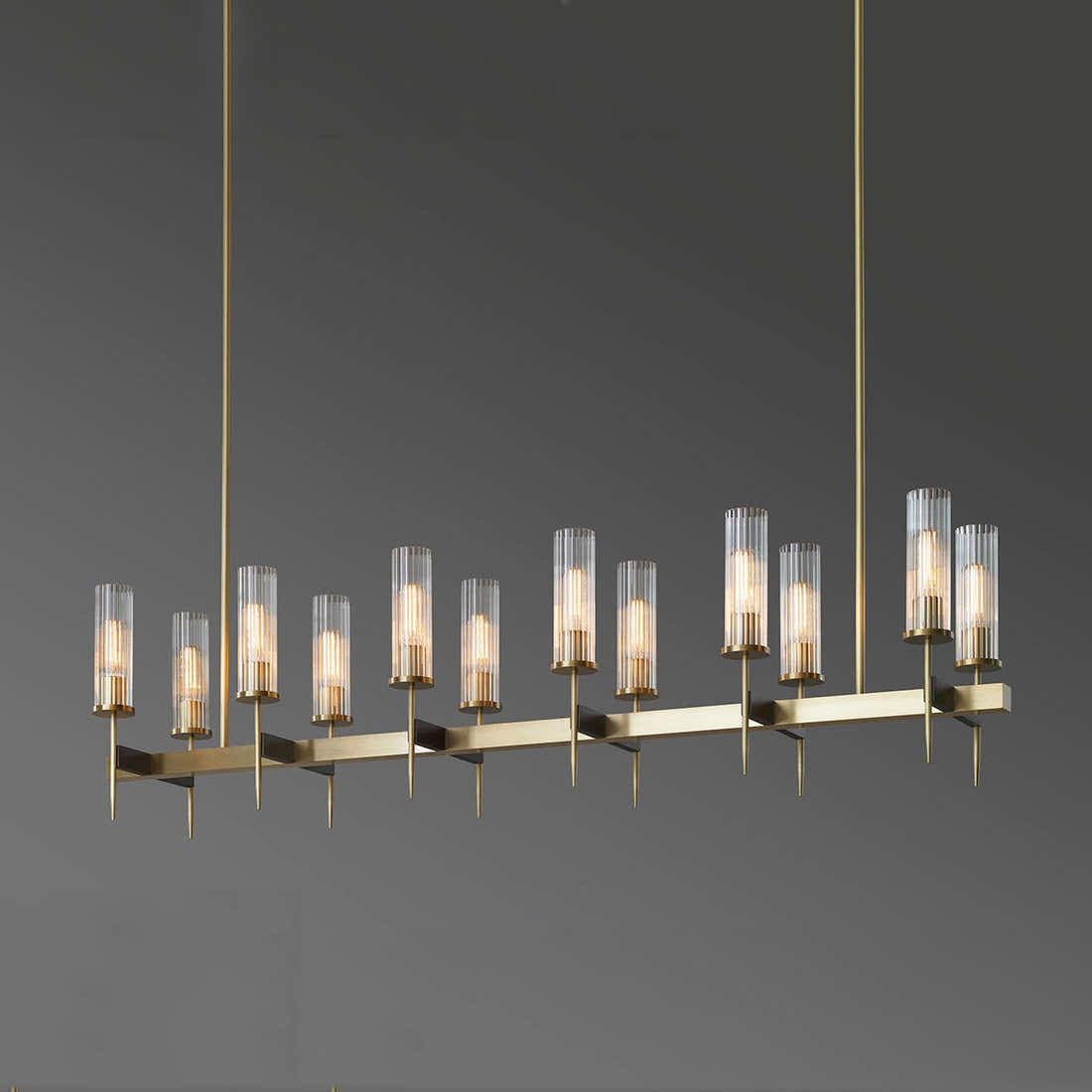 Cylinder Modernist Brass Chandelier