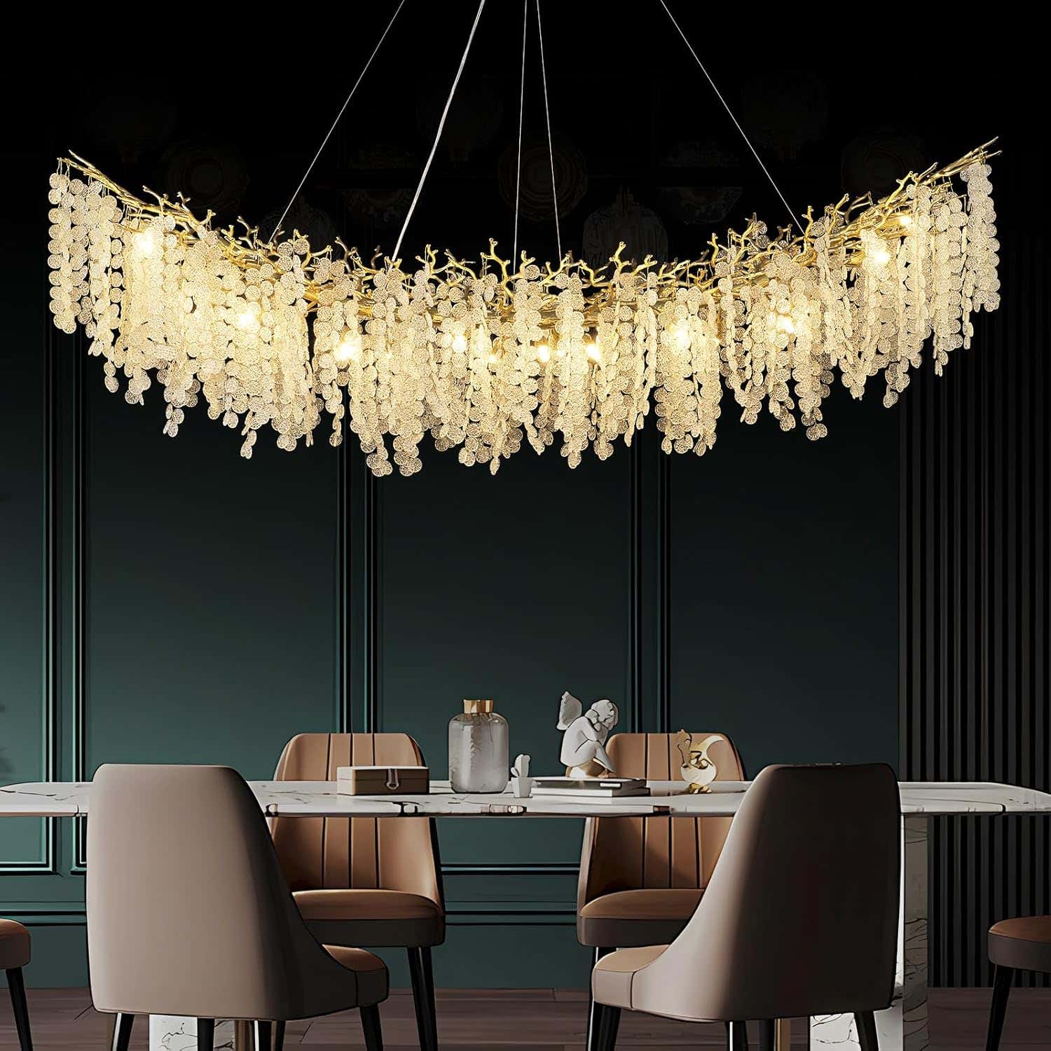 Modern Silver Crystal Glass Tree Branchs Chandelier 55" 72" - Fast Delivery-1-Luxehomezone