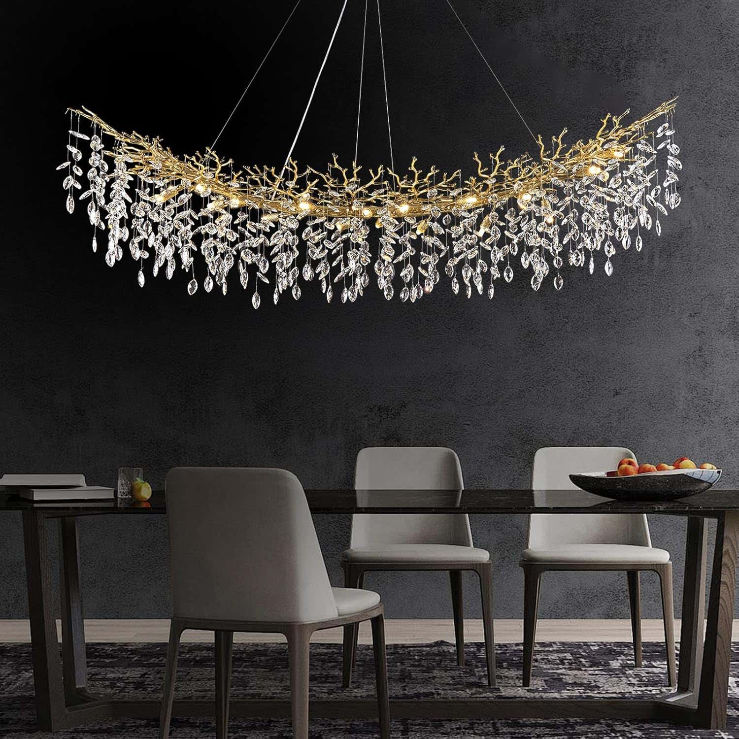 Modern Silver Crystal Glass Tree Branchs Chandelier 55" 72" - Fast Delivery-1-Luxehomezone