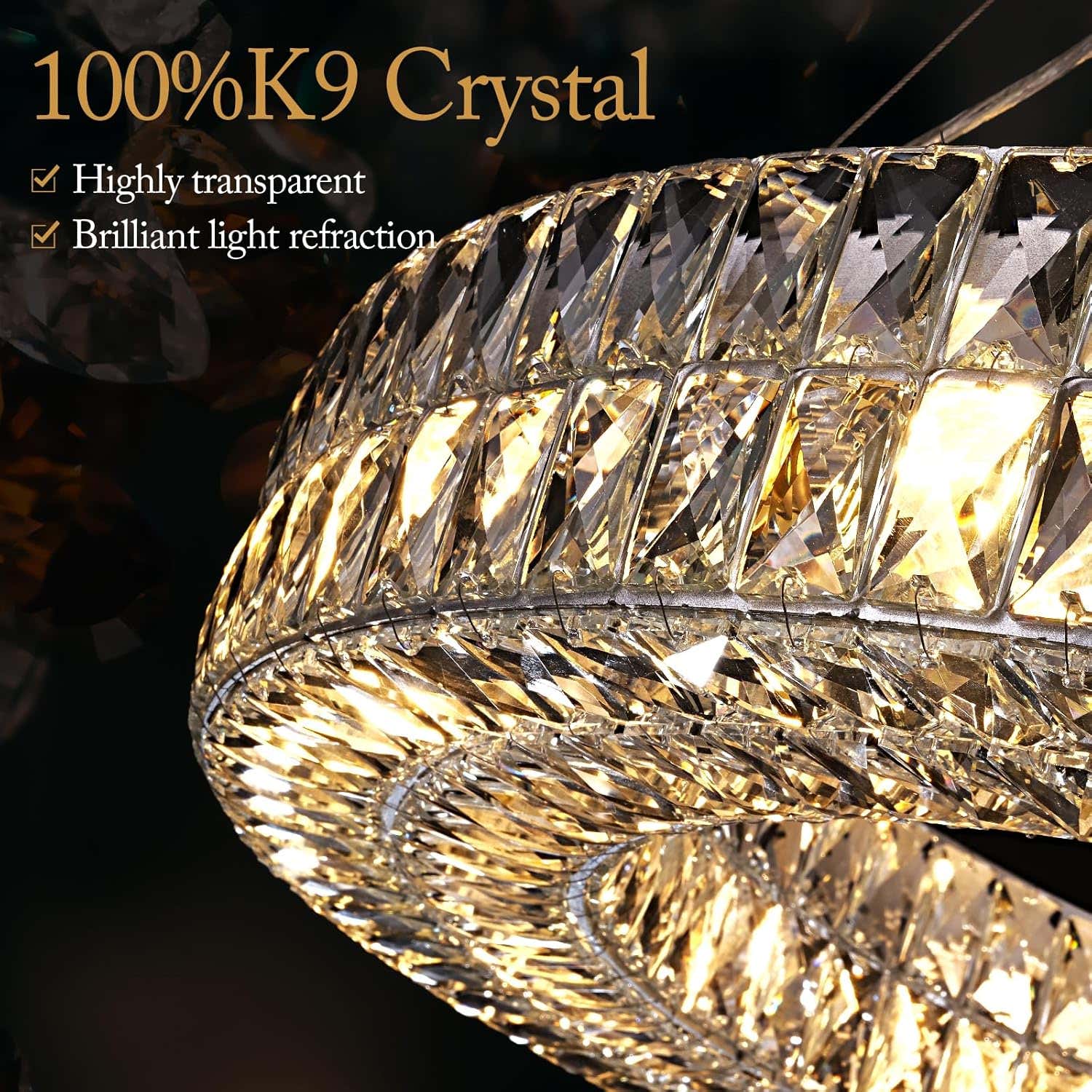 K9 Crystal Round/Rectangular Chandelier 32"