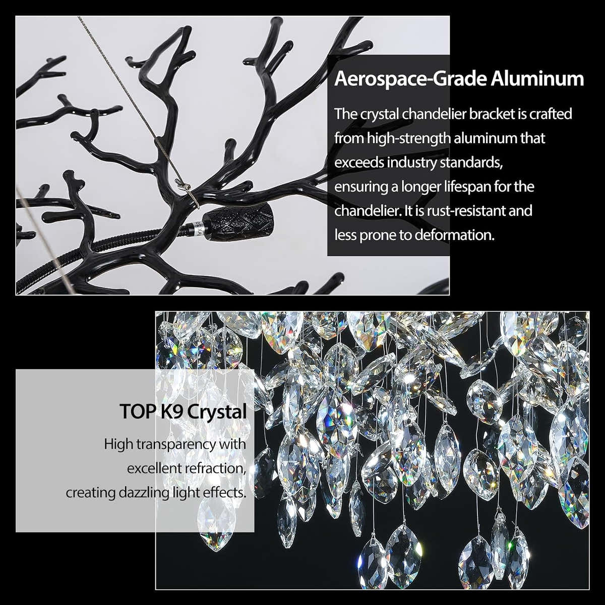 Solara Rectangular Tree Branch Chandelier 30"