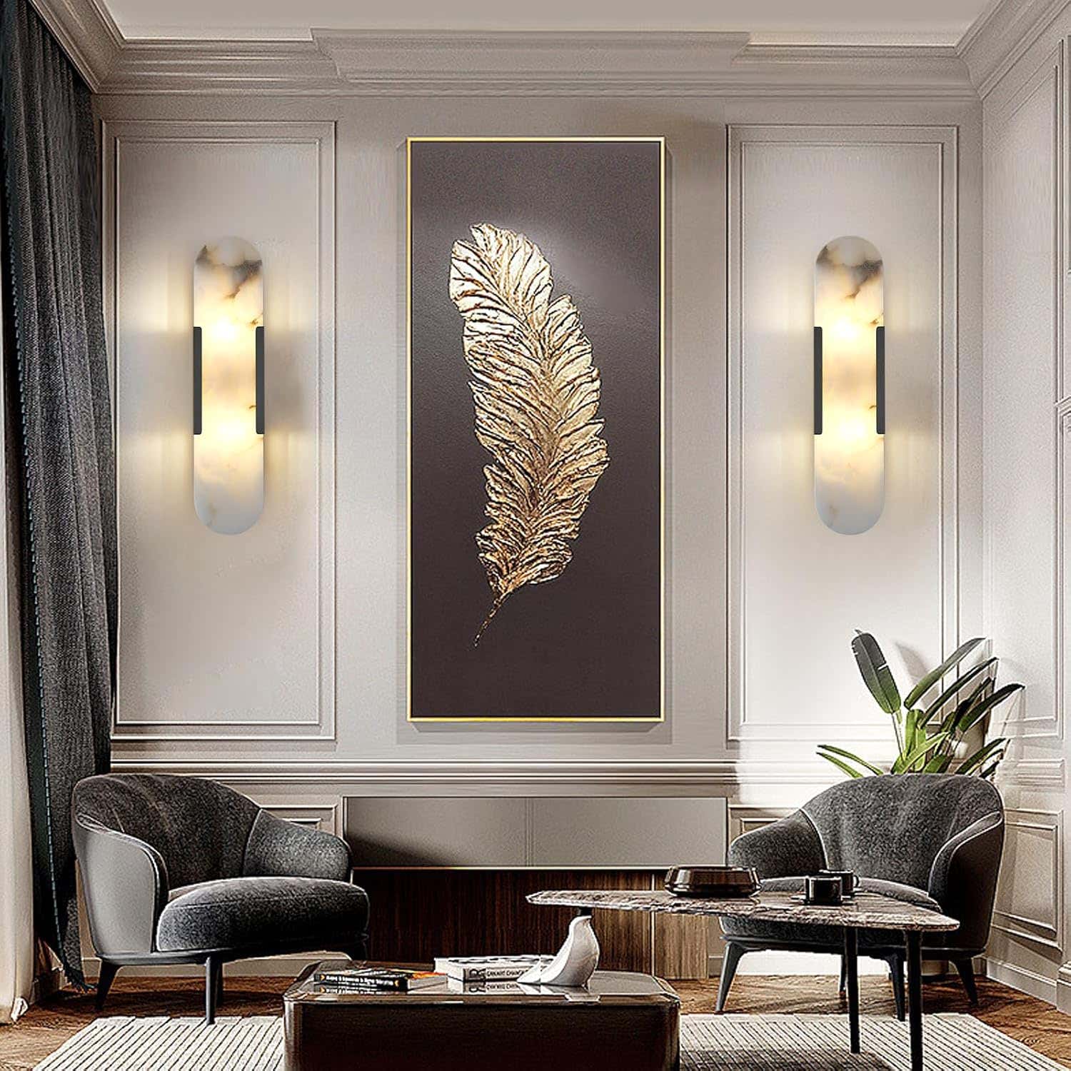 Trinidad Alabaster Wall Sconces 14" 20"