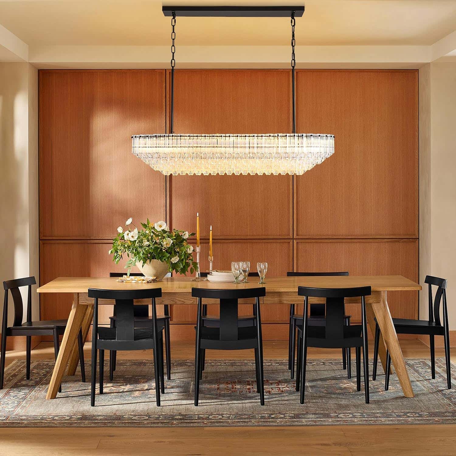 MDEGLYO Modern Amber and Clear Glass Chandelier 14" 32" 43"