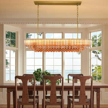 MDEGLYO Modern Amber and Clear Glass Chandelier 14" 32" 43"