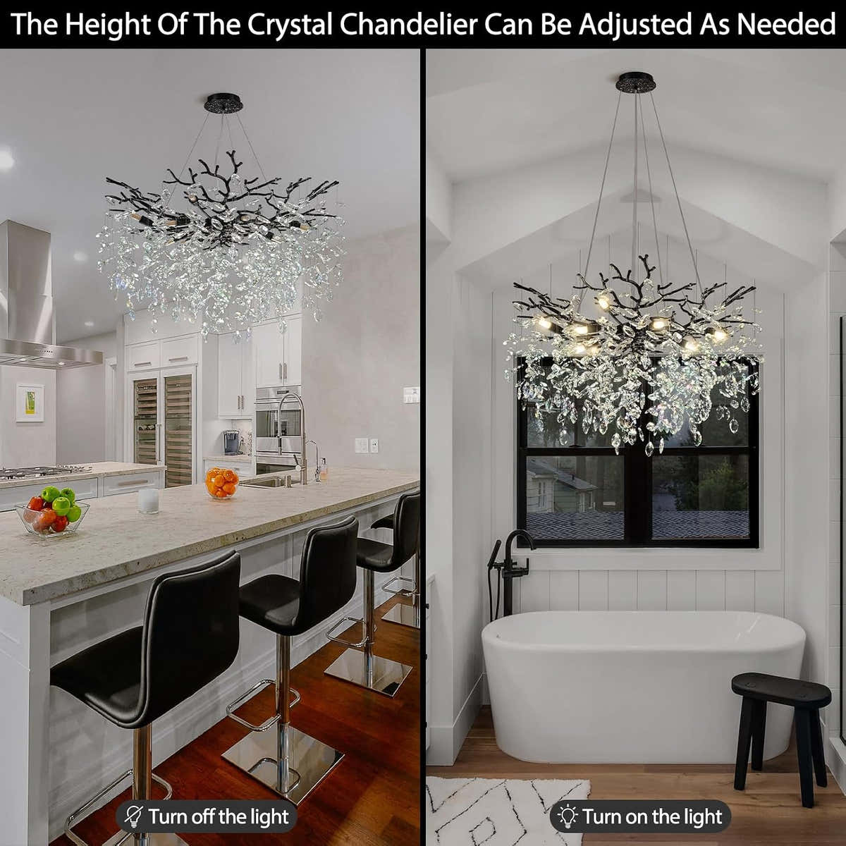 Solara Rectangular Tree Branch Chandelier 30"