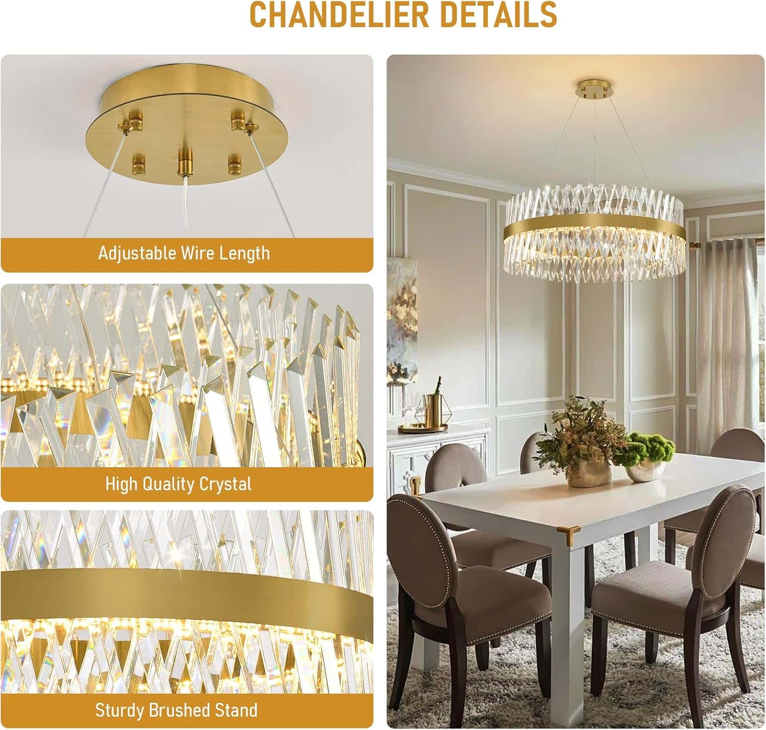 MDEGLYO Modern Crystal Chandelier