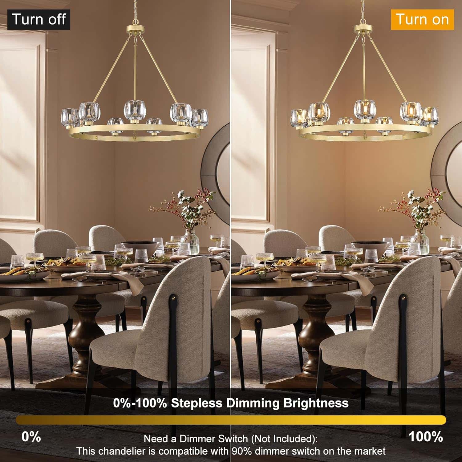 Modern Crystal Farmhouse Wagon Wheel Chandeliers for Dining Room