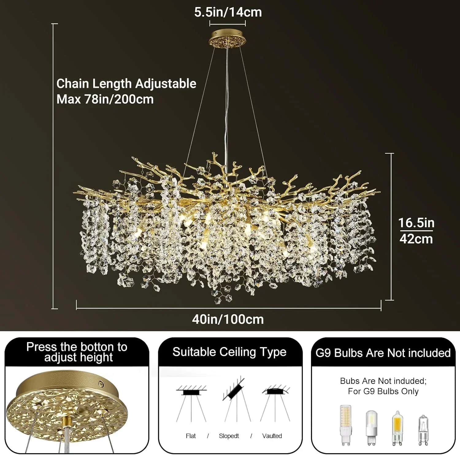 Solara Round Tree Branch Chandelier 30" 40" 55" Tree Branch