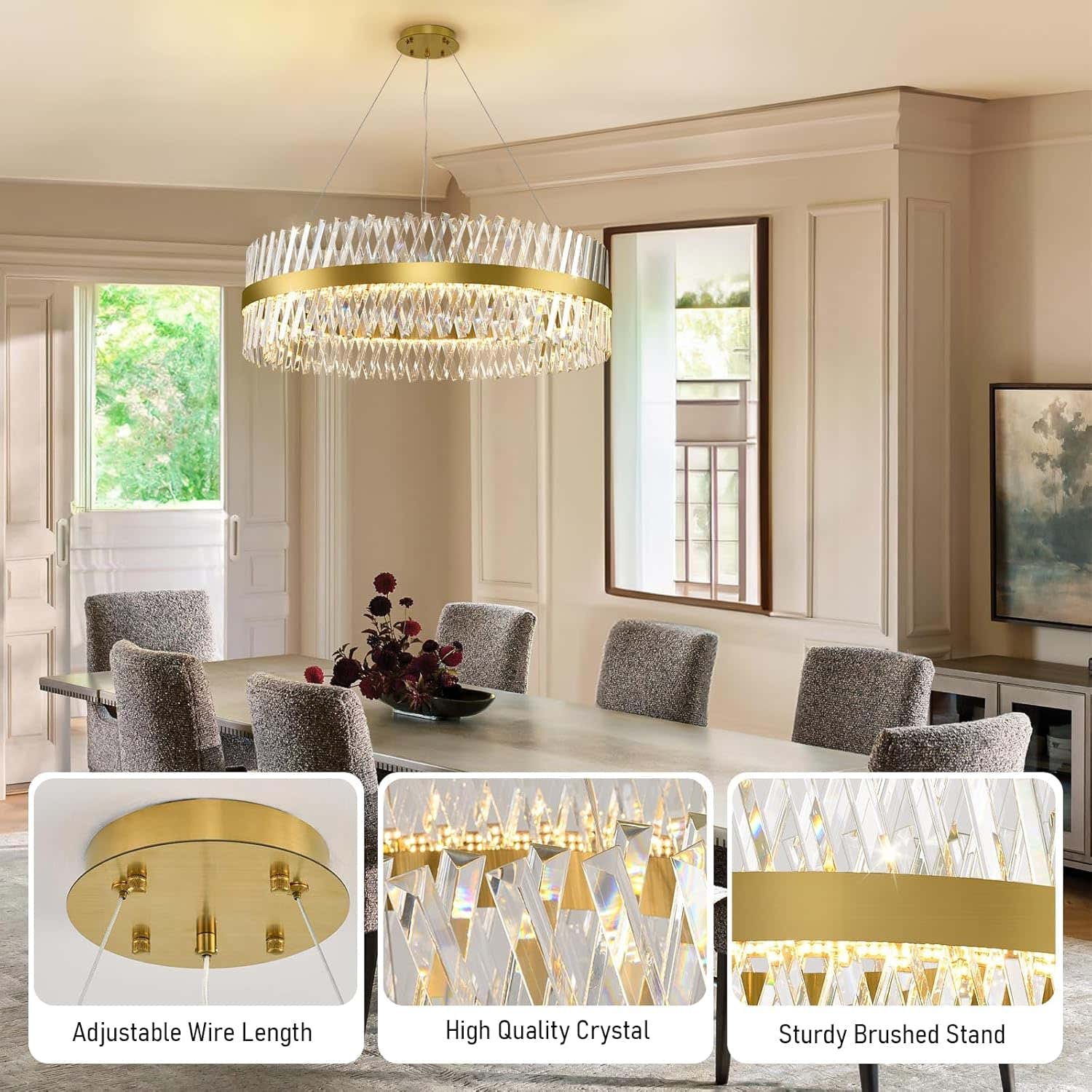 MDEGLYO Modern Crystal Chandelier