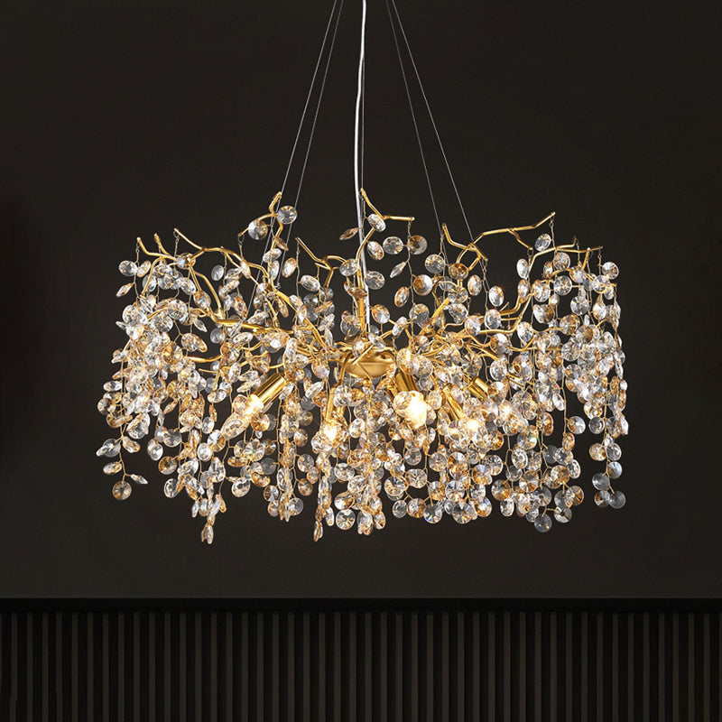 Modern Crystal Branch Chandelier for Foyer Entryway 1.5"D