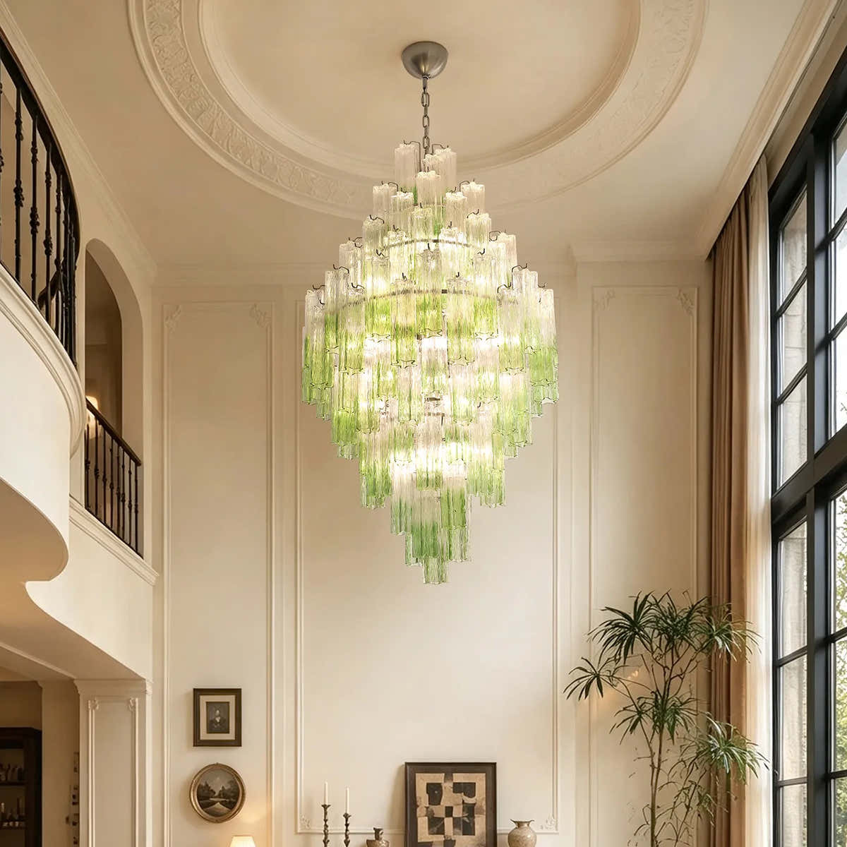 Petalia Murano Glass Diamond Chandelier 54"H - Ombre