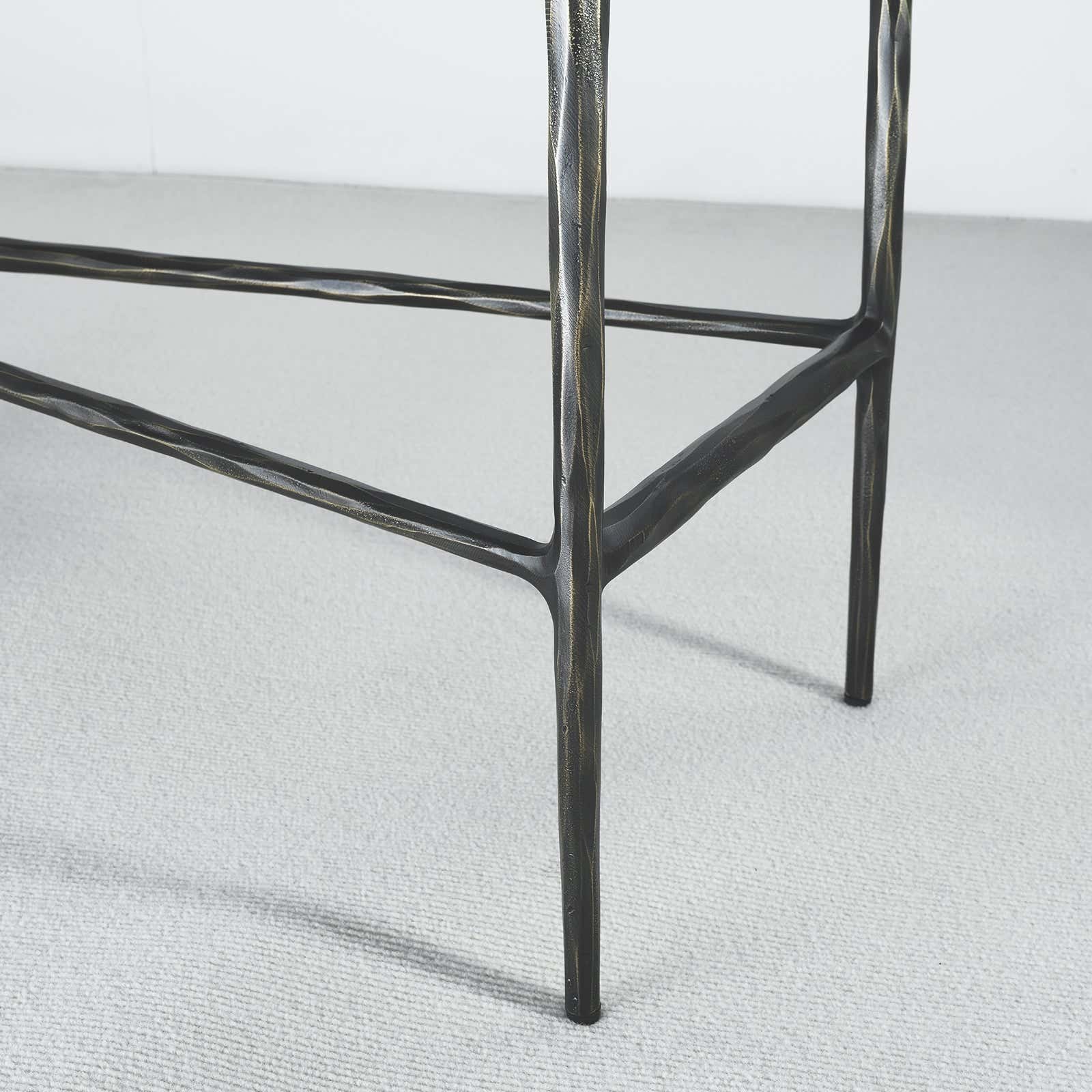 Hand-Forged Metal Rectangle Marble Console Table 60" 72"