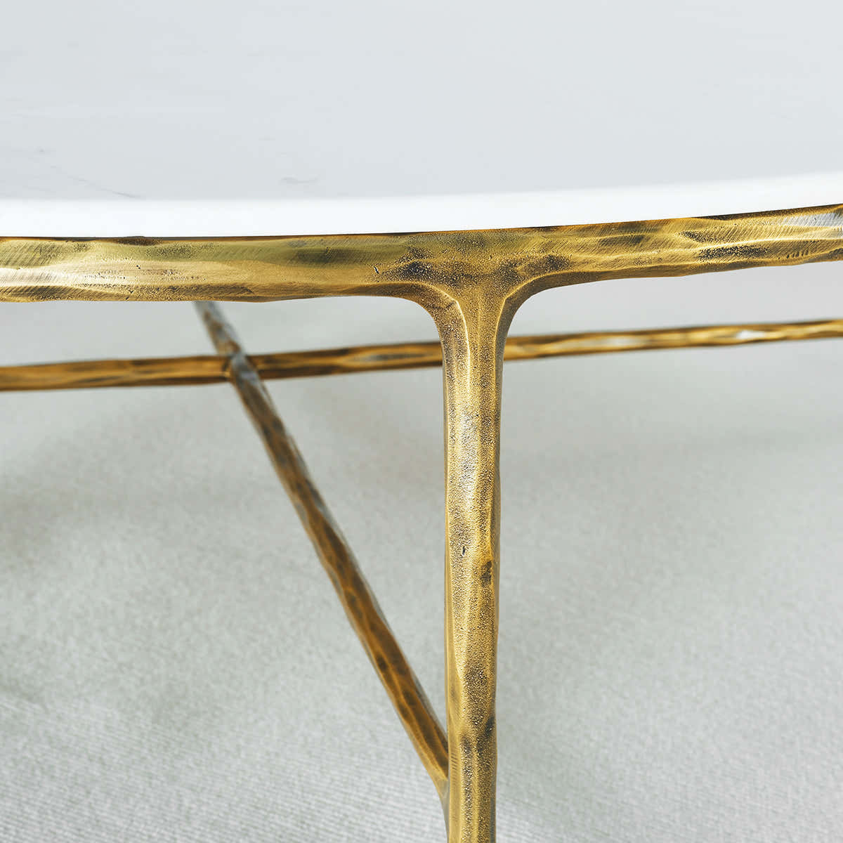 Hand-Forged Metal Marble Round Coffee Table 36" 55"