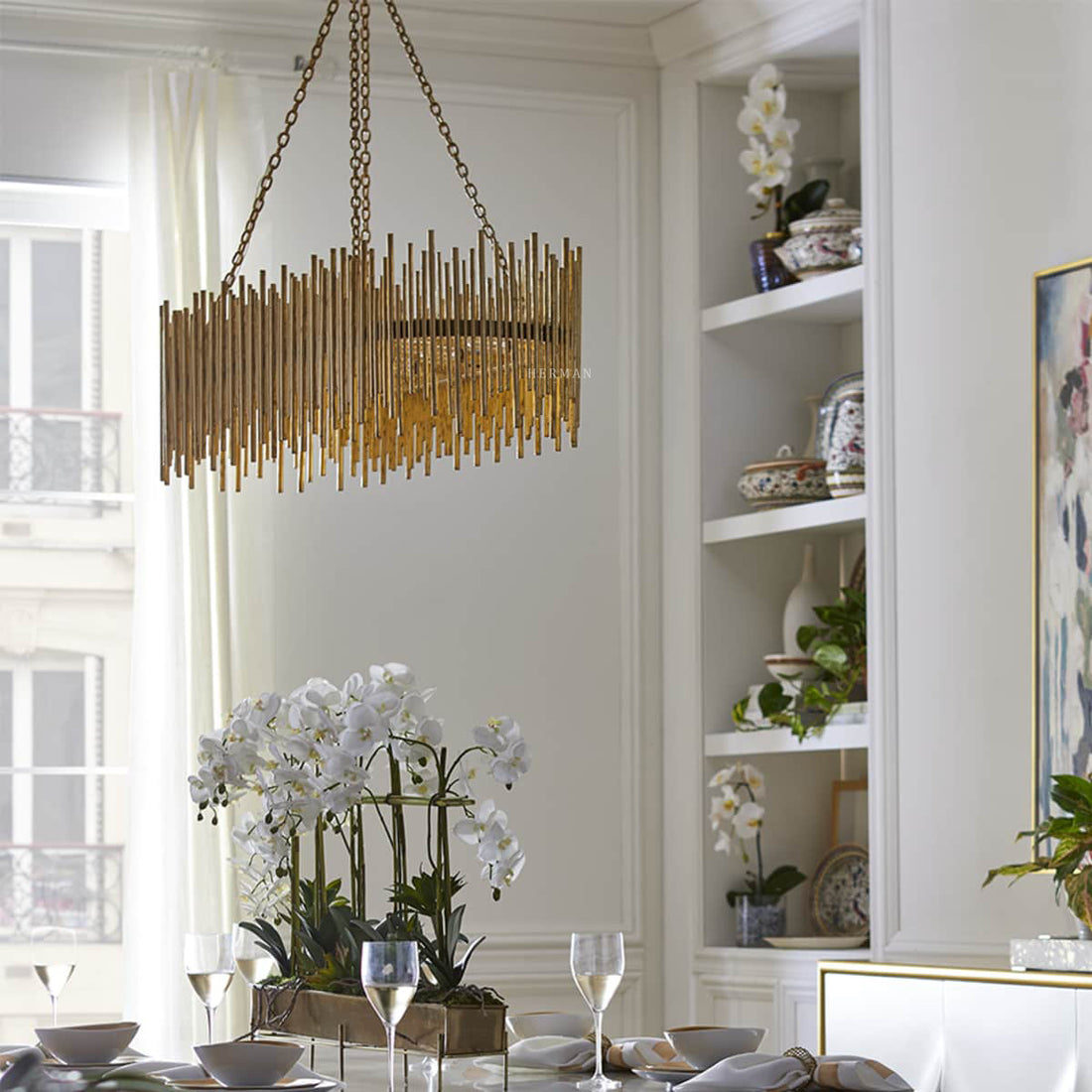 Althely 10 Lights Rectangle Pendant Chandelier