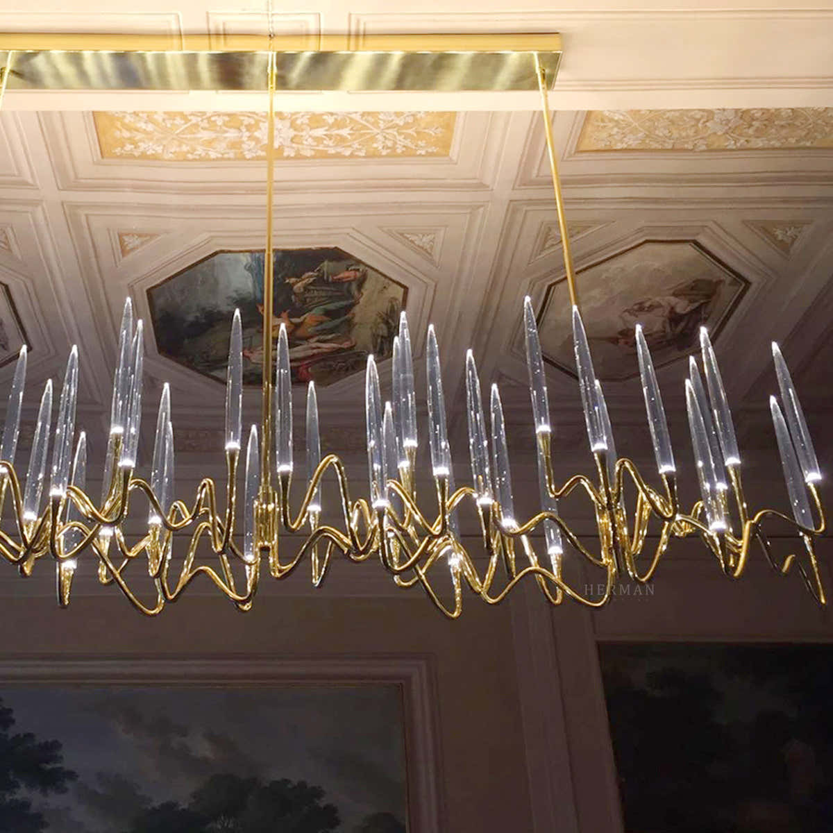 Custom Size Pezzo Crystal Long Chandelier L70''