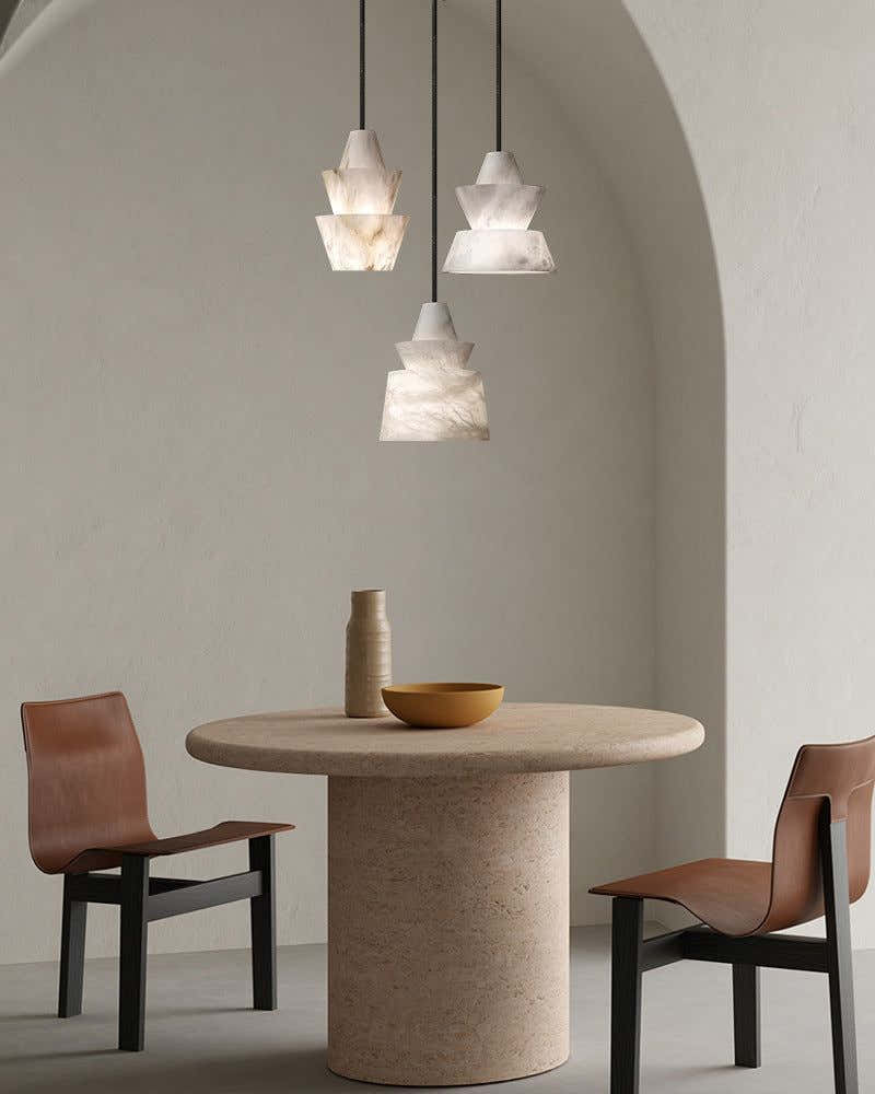 Brianna Alabaster Dining Table Pendant Modern Stacked Conical Pendant Light