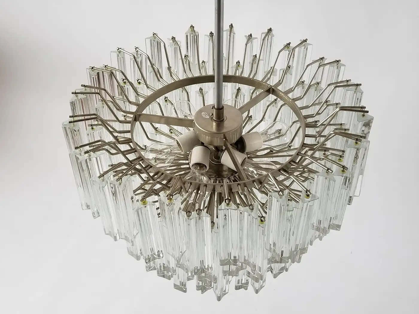 Signed Camer Eight-Tier Glass Prism Chandelier, 1960s, Italia