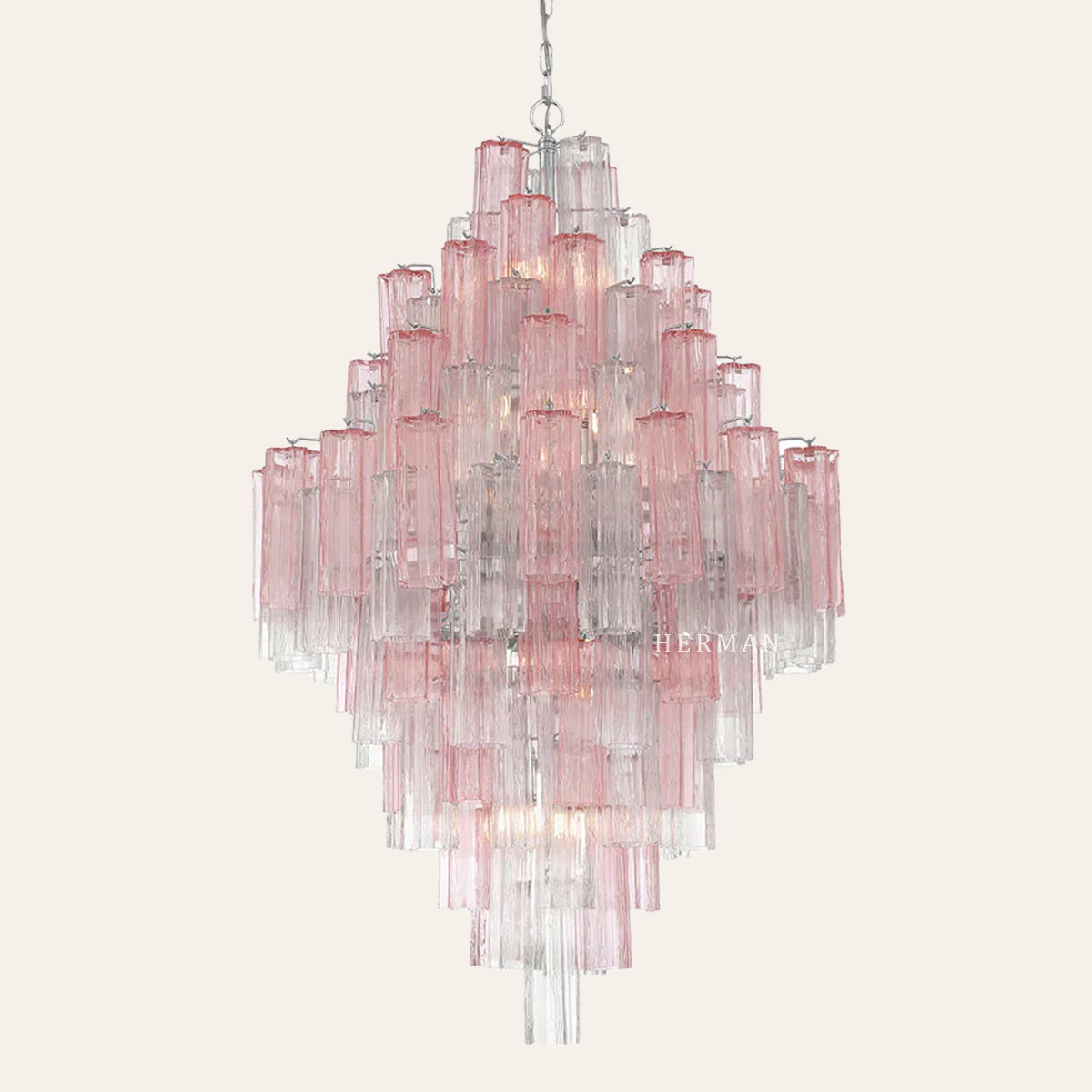 Addis Murano Glass Diamond Chandelier 49"H