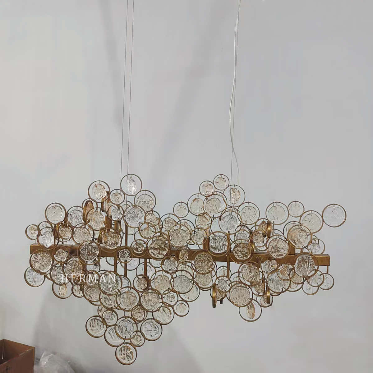 Trento Clustered Glass Linear Chandelier 55"