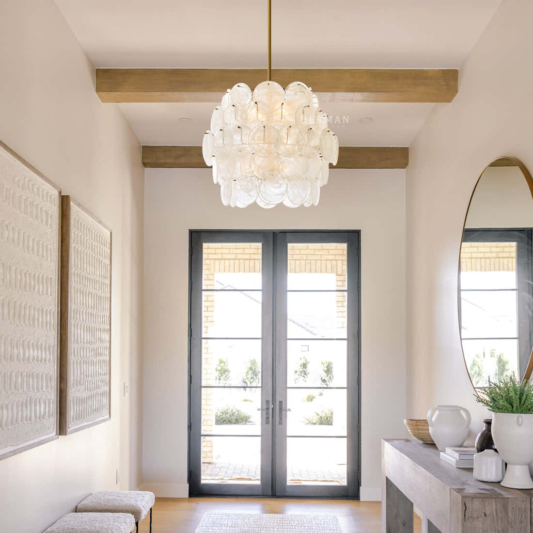 Riviera Glass Disc Chandelier 26"