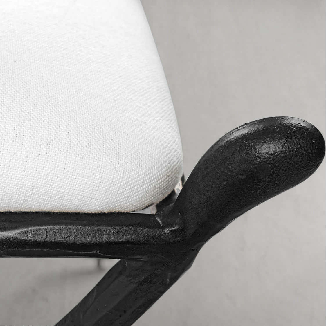 Hand-Forged Metal Horn Fabric Base Stool