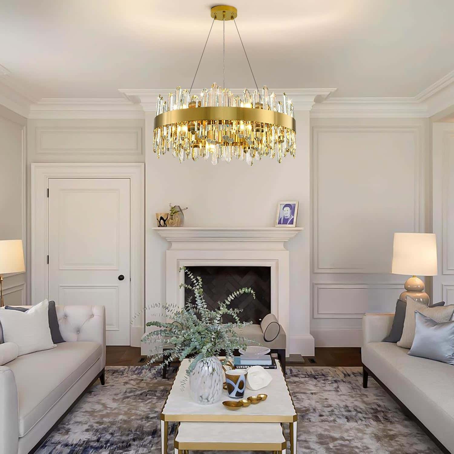 MDEGLYO Modern Crystal Round Chandelier