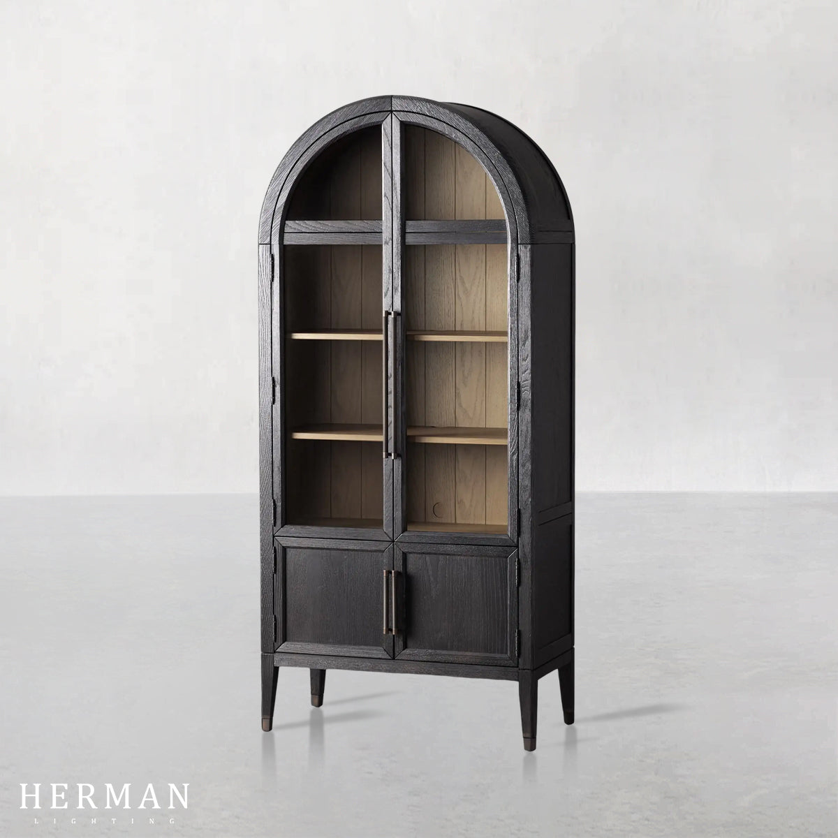 Hattie Glass Accent Cabinet in Oak 36"W 46"W