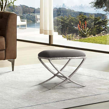 Hand-Forged Metal X-base Stool