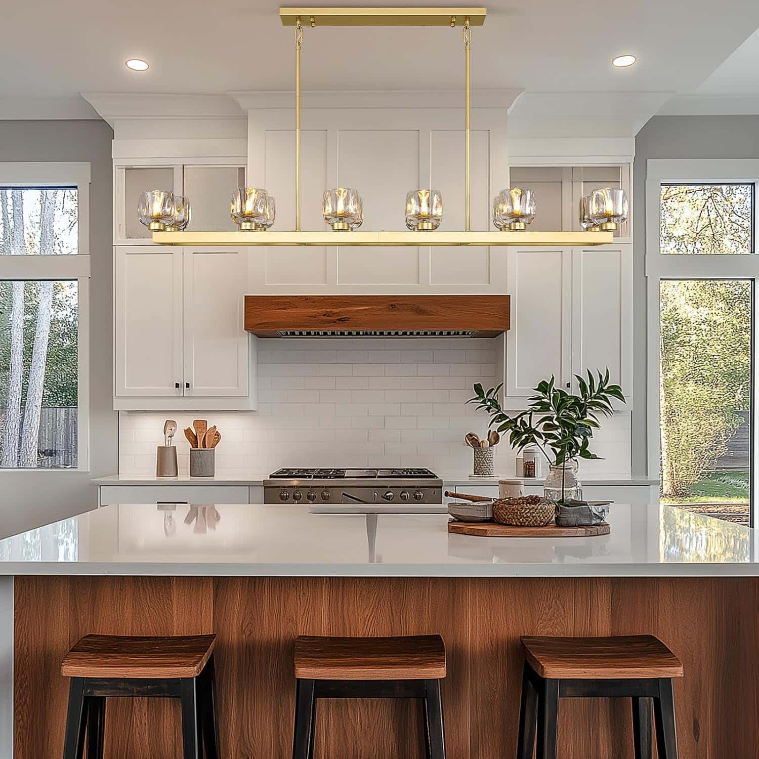 Modern Crystal Rectangle Wagon Wheel Chandeliers